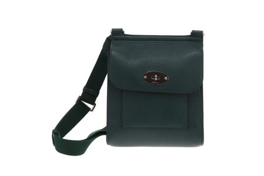Mulberry Antony Messenger In Mulberry Green Heavy Grain Leather