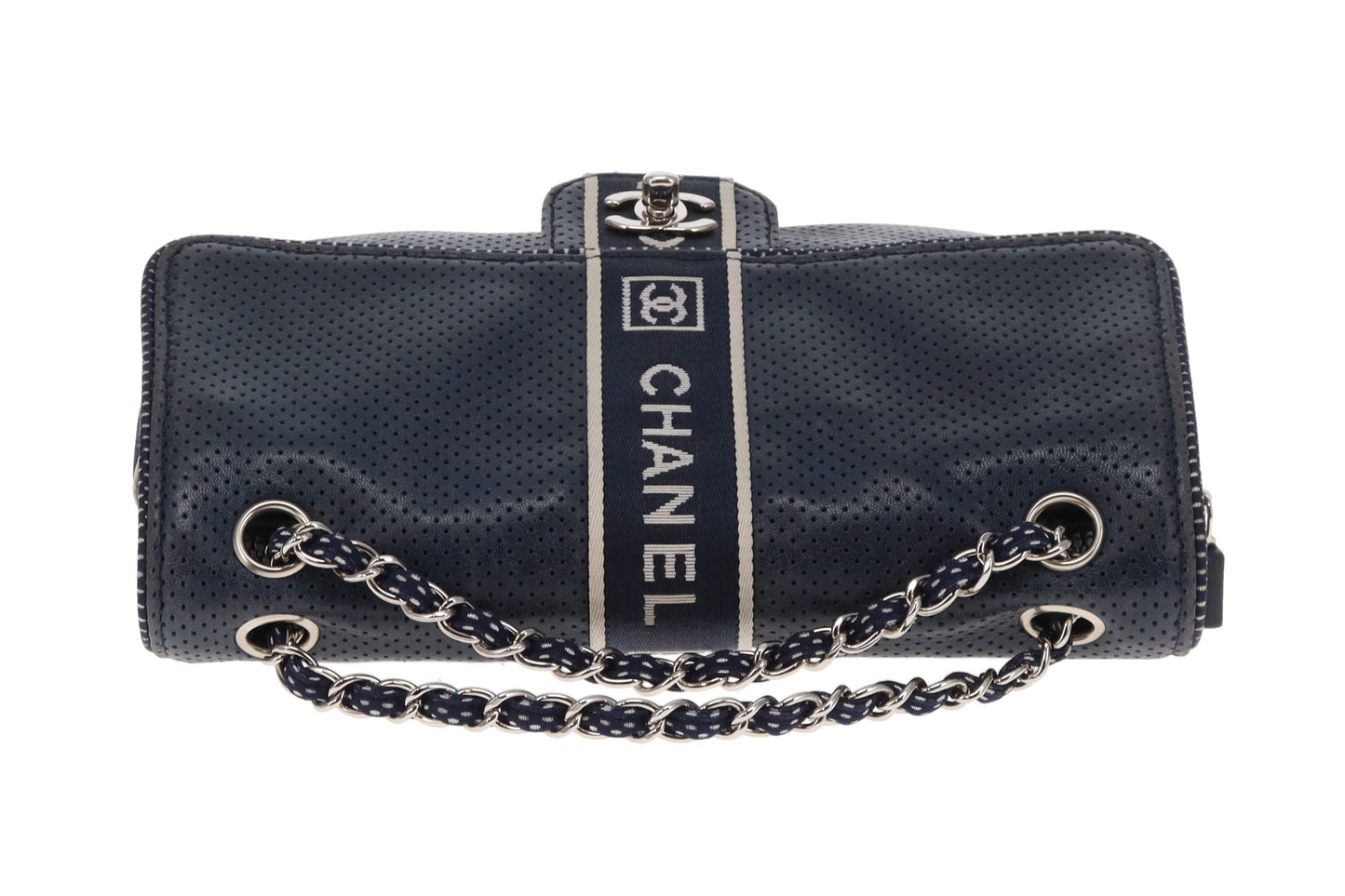 Chanel Sport Ligne Flap Bag Navy Blue Perforated Leather 2004/05