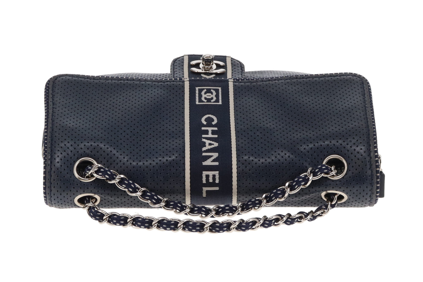 Chanel Sport Ligne Flap Bag Navy Blue Perforated Leather 2004/05
