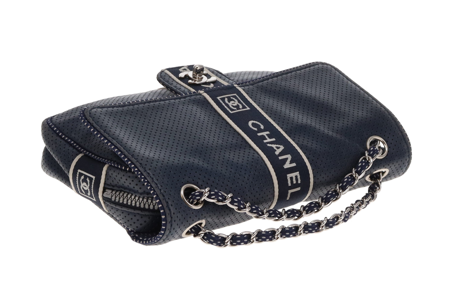 Chanel Sport Ligne Flap Bag Navy Blue Perforated Leather 2004/05