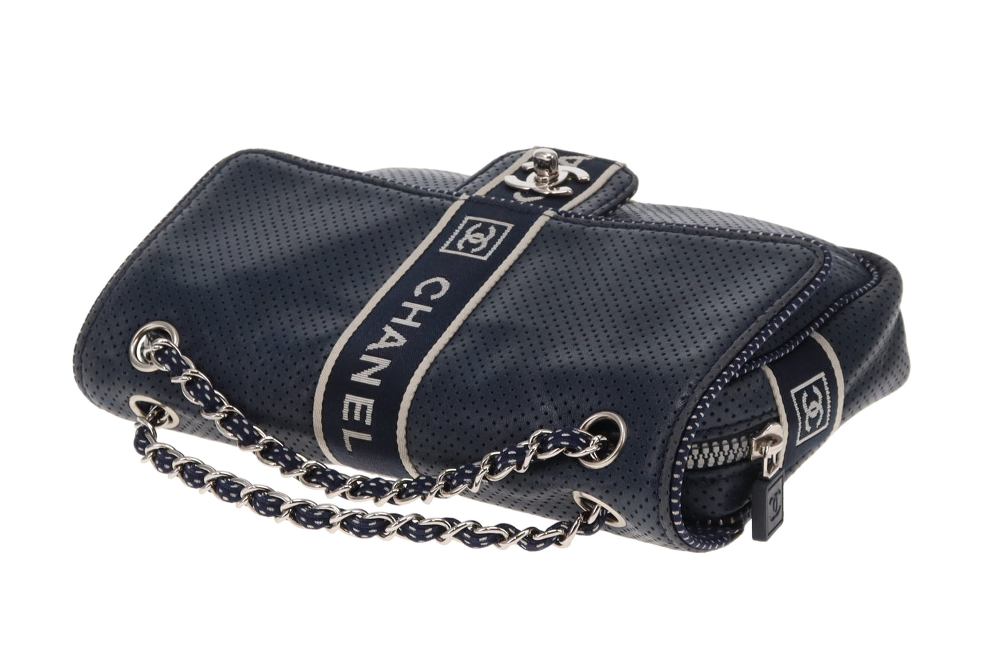 Chanel Sport Ligne Flap Bag Navy Blue Perforated Leather 2004/05