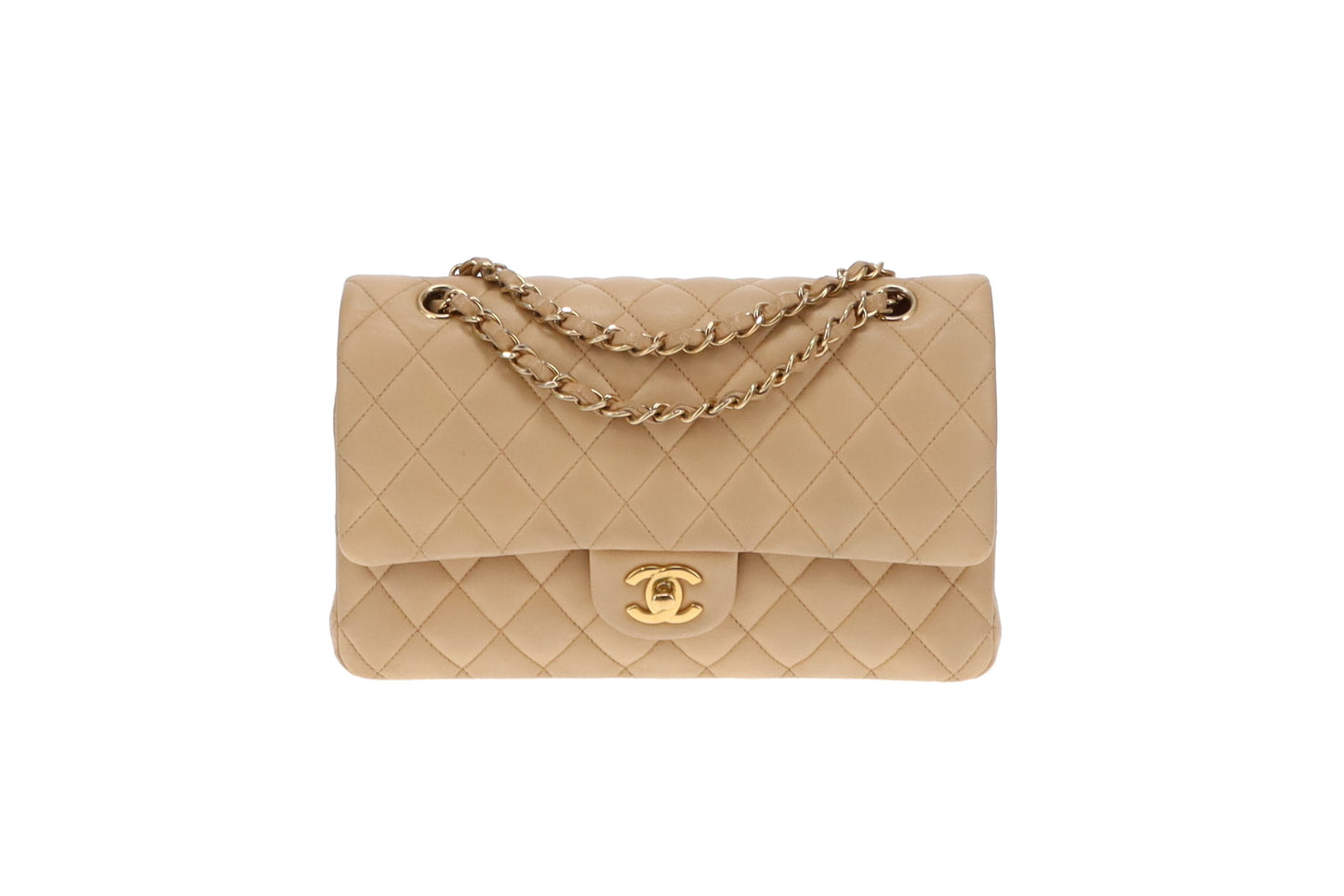 Chanel Classic Medium Double Flap Beige Leather GHW 2012