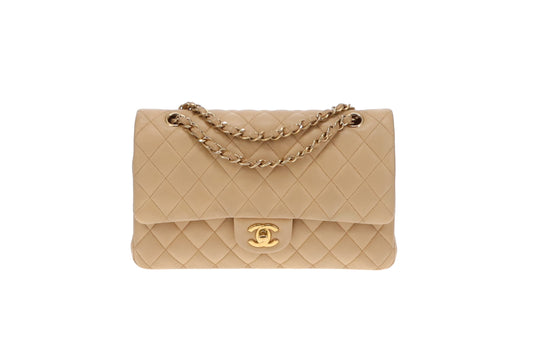 Chanel Classic Medium Double Flap Beige Leather GHW 2012