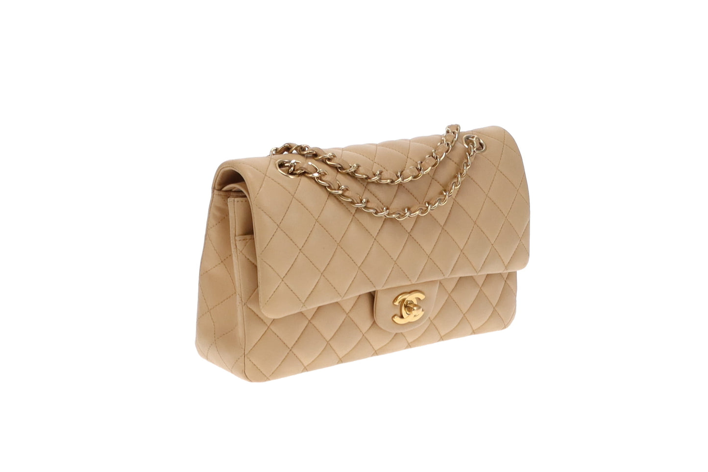 Chanel Classic Medium Double Flap Beige Leather GHW 2012
