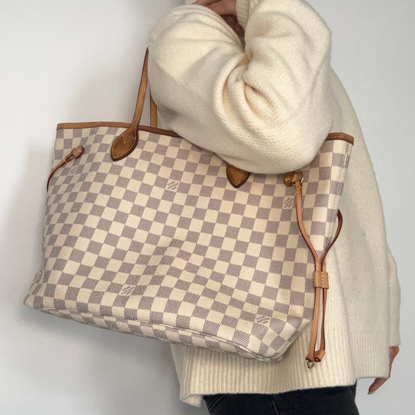 Louis Vuitton Neverfull MM & Pochette Damier Azur (NFID Chipped)
