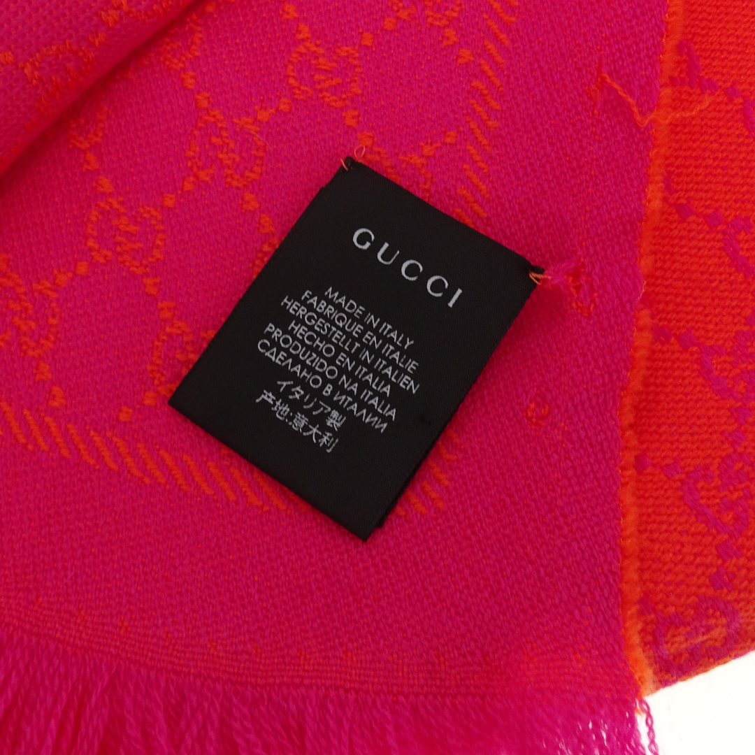 Gucci Scarf 100% Wool Pink/Orange