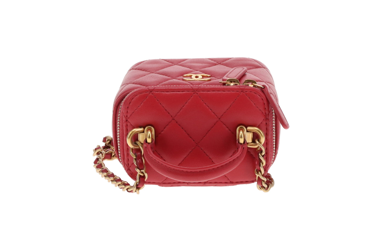 Chanel Top Handle Vanity Mini Raspberry GHW 2021