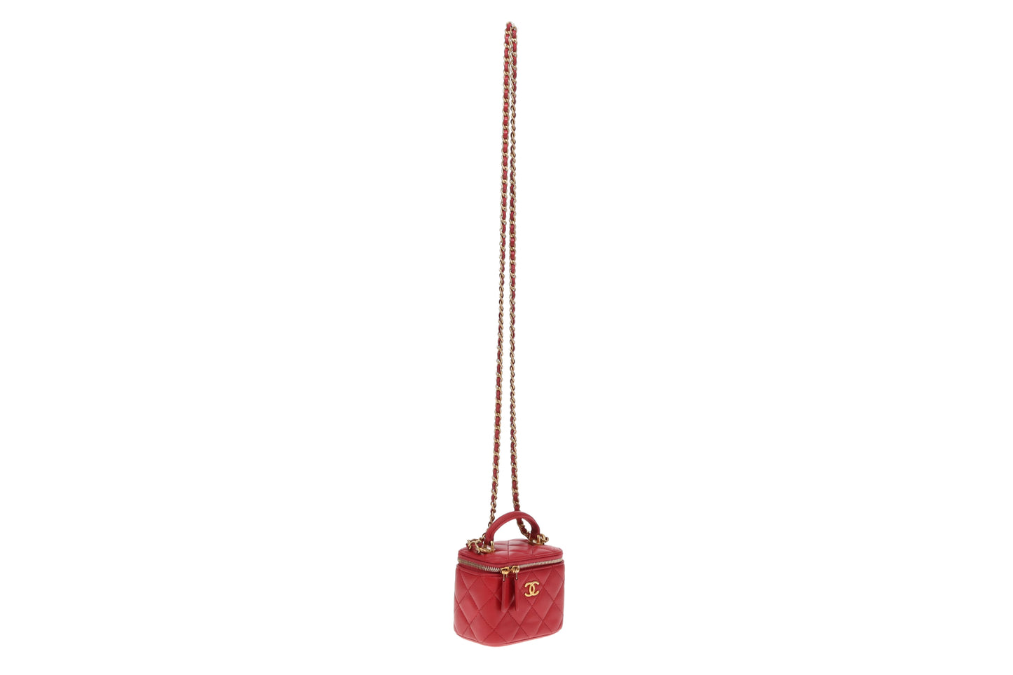 Chanel Top Handle Vanity Mini Raspberry GHW 2021