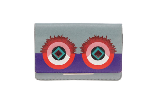 Fendi Hypnoteyes Leather Wallet on Chain Blue