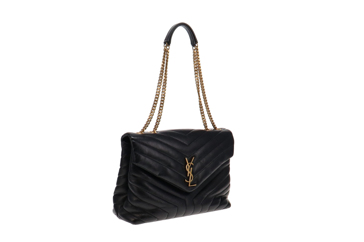 Saint Laurent Black Calfskin Leather Medium Loulou Shoulder Bag
