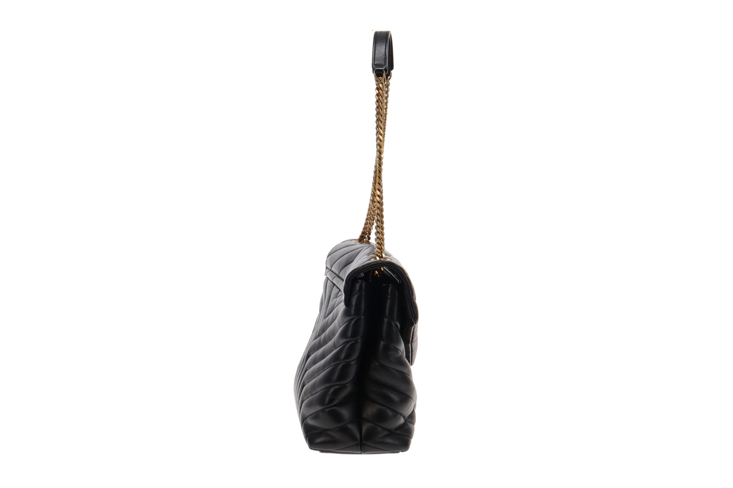 Saint Laurent Black Calfskin Leather Medium Loulou Shoulder Bag