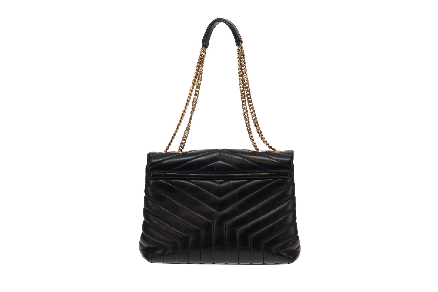 Saint Laurent Black Calfskin Leather Medium Loulou Shoulder Bag