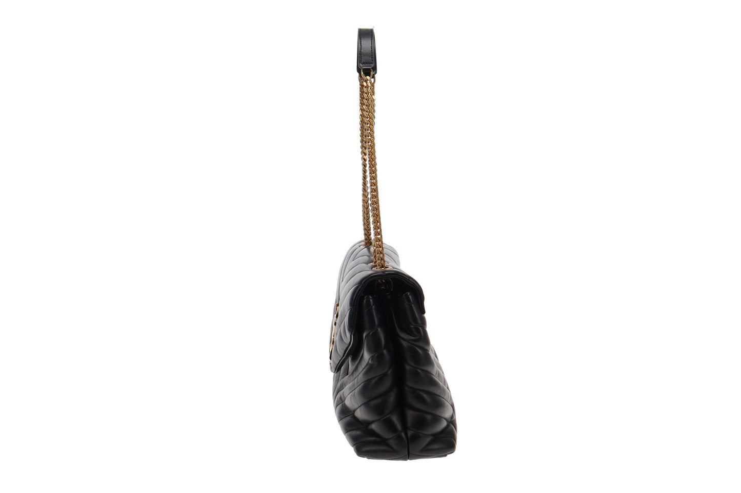 Saint Laurent Black Calfskin Leather Medium Loulou Shoulder Bag