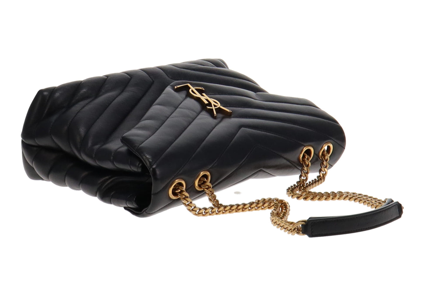 Saint Laurent Black Calfskin Leather Medium Loulou Shoulder Bag