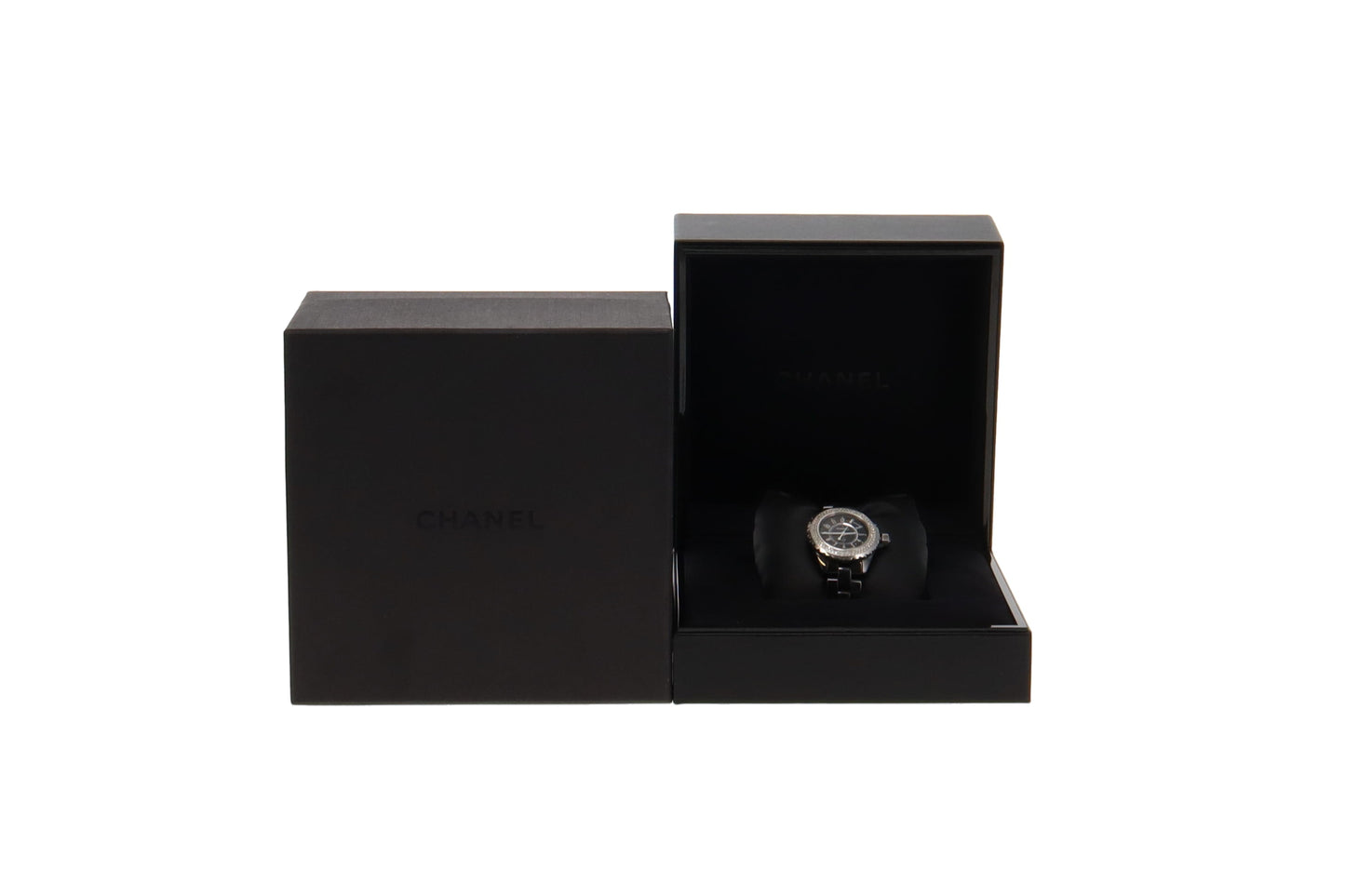 Chanel J12 Quartz Movement & Black Ceramic Strap With Pave Diamonds 29mm