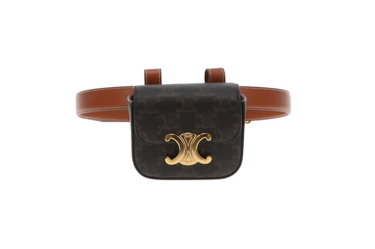 Celine Belt Bag Triomphe Belt In Triomphe Canvas & Calfskin Size 80cm Belt
