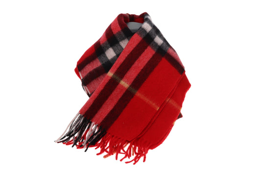 Burberry Cashmere Scarf Vintage Red Check