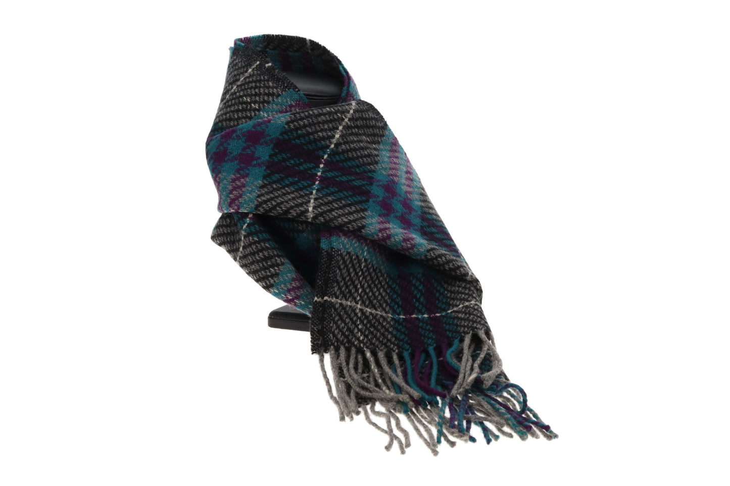 Burberry Lambswool Scarf Vintage Green & Purple & Grey Check