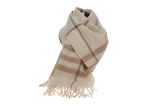 Burberry Cashmere Scarf Vintage Ivory & Beige Check