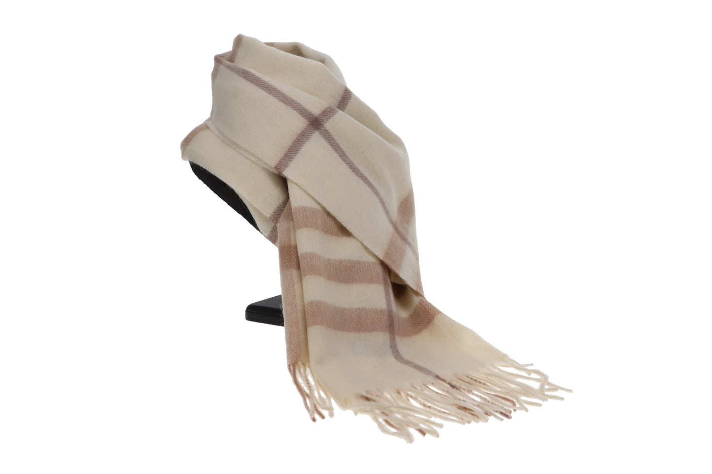 Burberry Cashmere Scarf Vintage Ivory & Beige Check