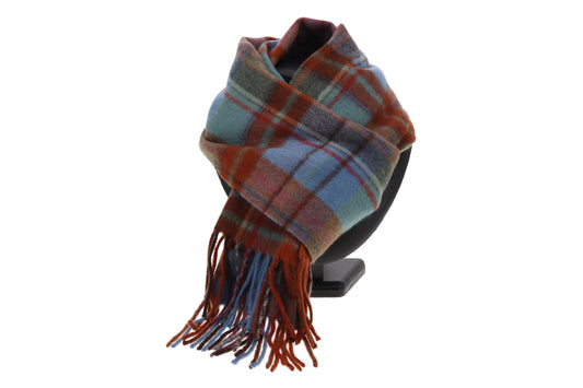 Burberry Cashmere Scarf Vintage Brown & Blue Check