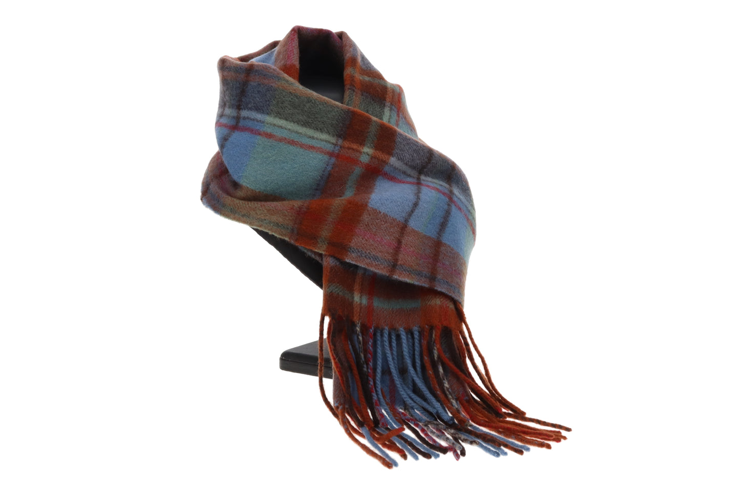 Burberry Cashmere Scarf Vintage Brown & Blue Check