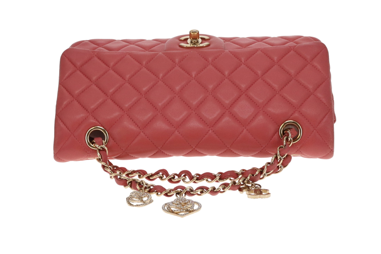 Chanel Classic Single Flap Medium Valentine Charms Pink Lambskin GHW