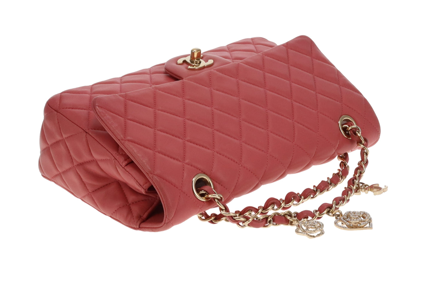 Chanel Classic Single Flap Medium Valentine Charms Pink Lambskin GHW