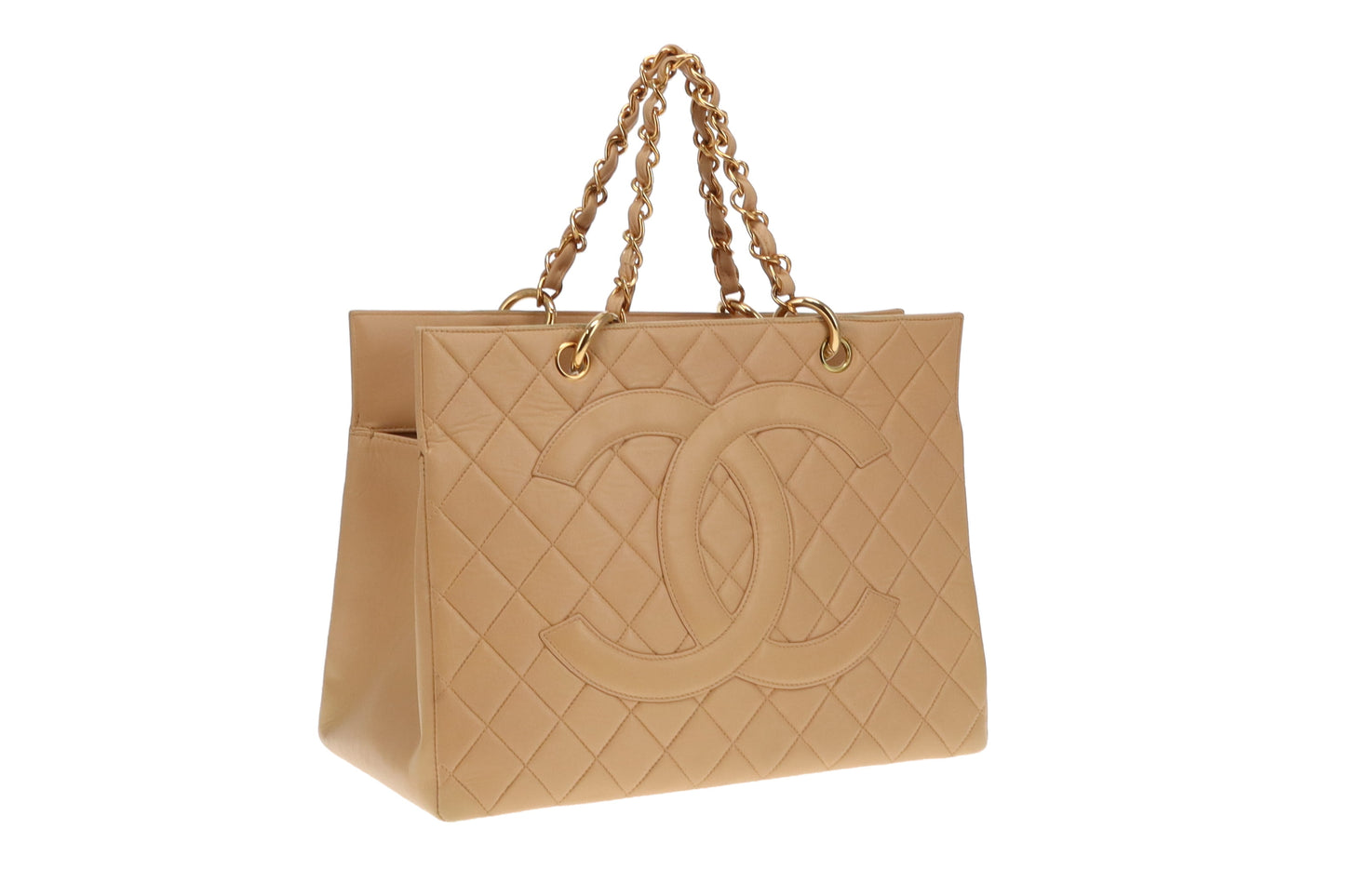 Chanel Beige Leather GHW Vintage Grand Timeless Tote 1996/97