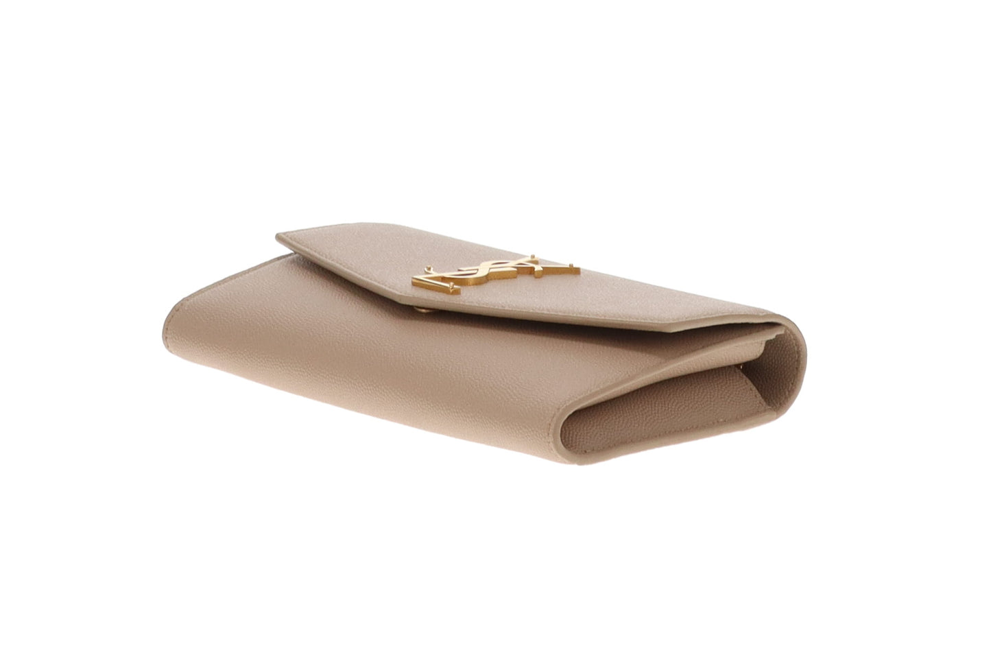 Saint Laurent Uptown Chain Wallet Beige Grain De Poudre GHW