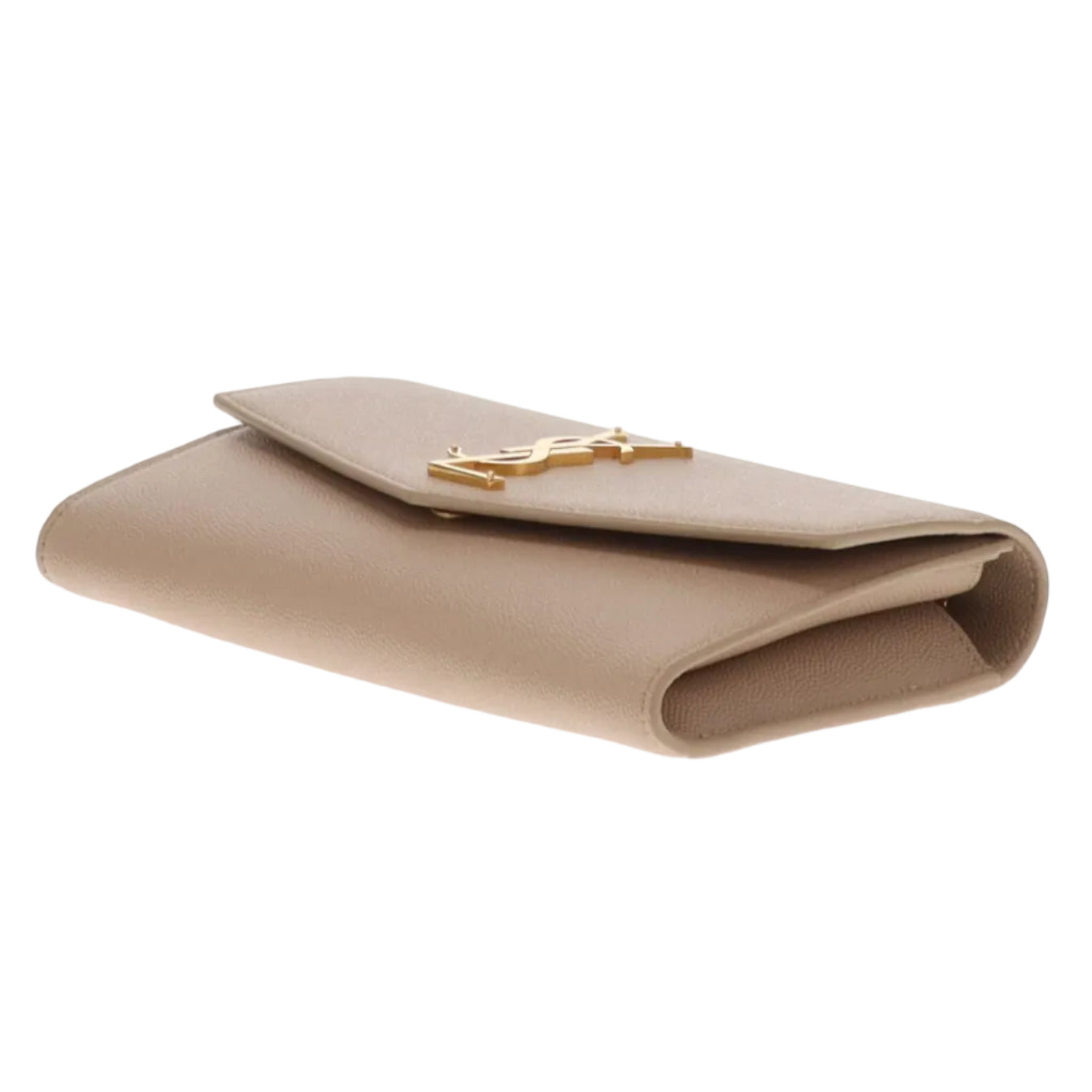 Saint Laurent Uptown Chain Wallet Beige Grain De Poudre GHW