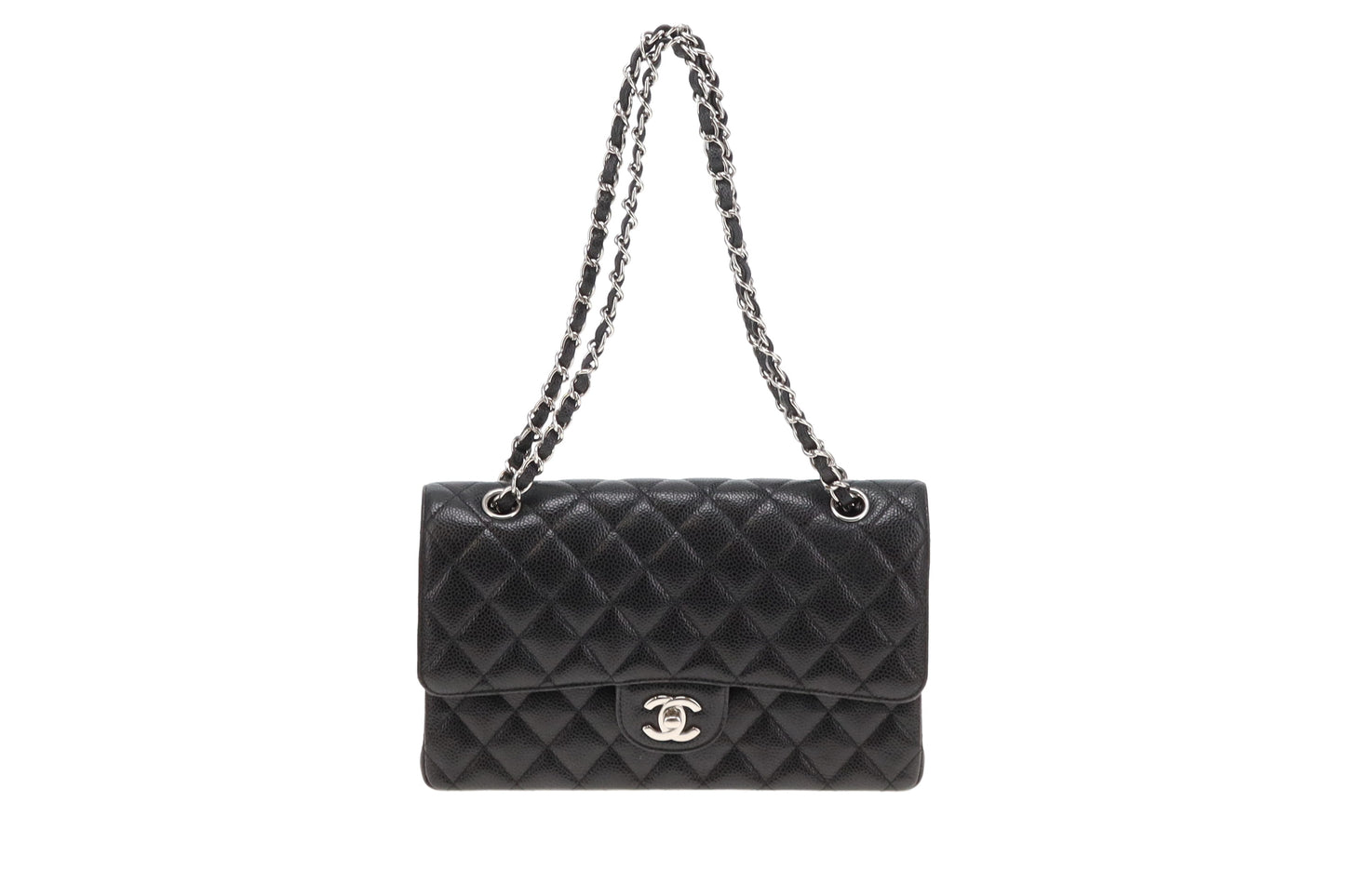 Chanel Classic Double Flap Medium Black Caviar With Silver Hardwear 2013