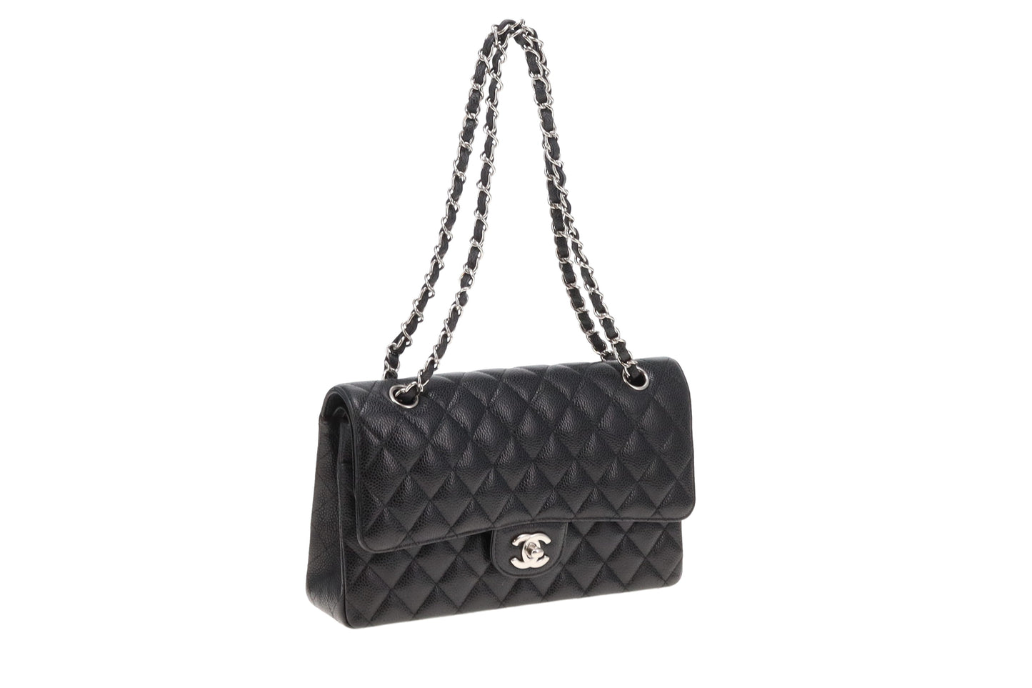 Chanel Classic Double Flap Medium Black Caviar With Silver Hardwear 2013
