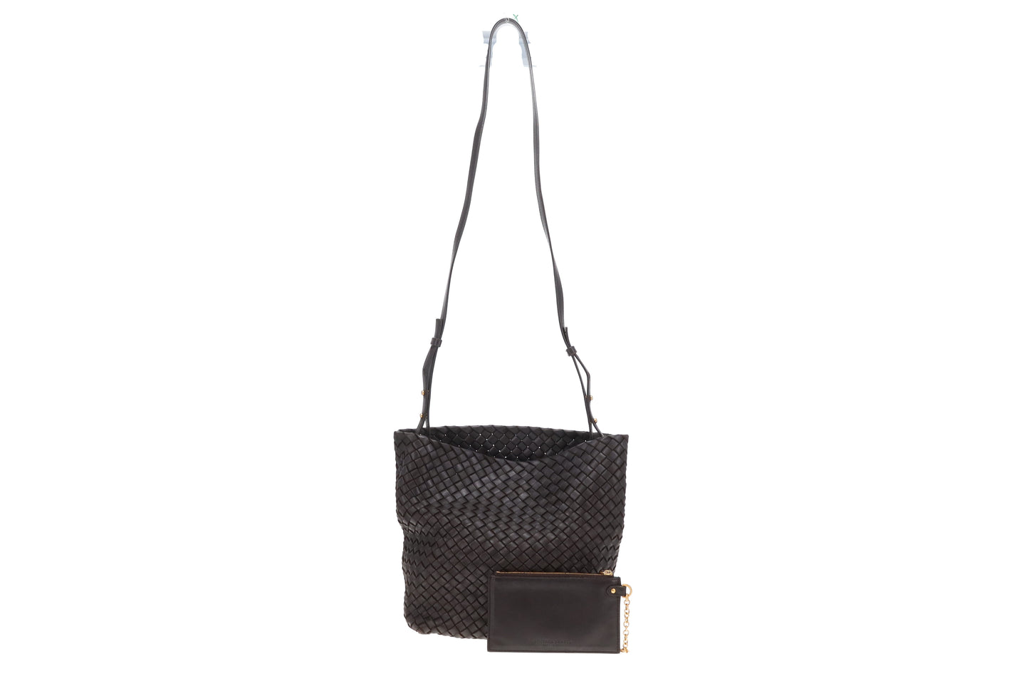 Bottega Veneta Crossbody Bag with Card Holder Dark Brown Intrecciato