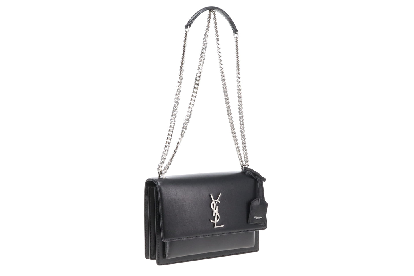 Saint Laurent Sunset Medium Black Leather SHW 2024