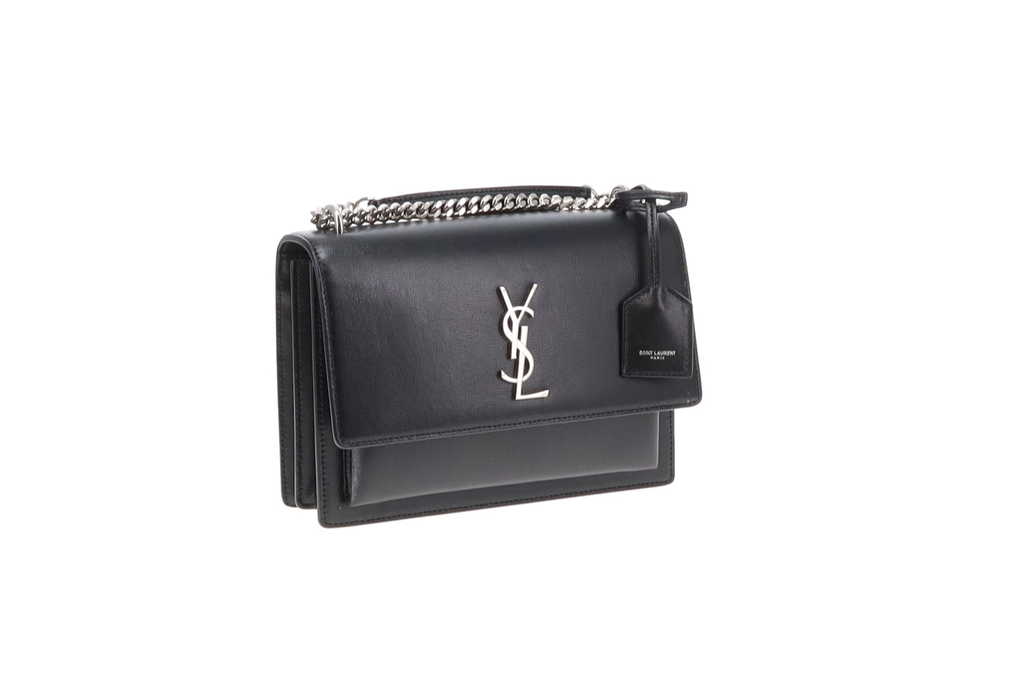 Saint Laurent Sunset Medium Black Leather SHW 2024