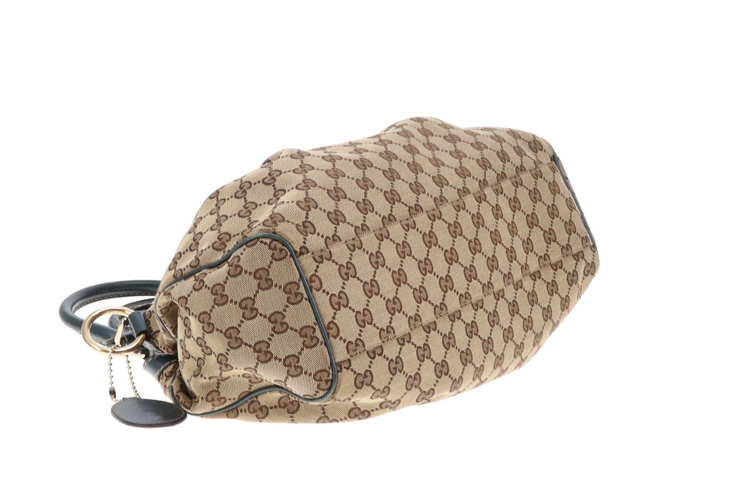 Gucci Sukey Tote GG Canvas and Metallic Blue Leather