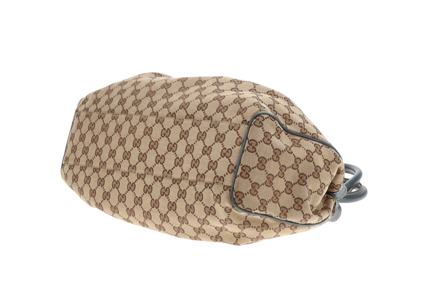 Gucci Sukey Tote GG Canvas and Metallic Blue Leather