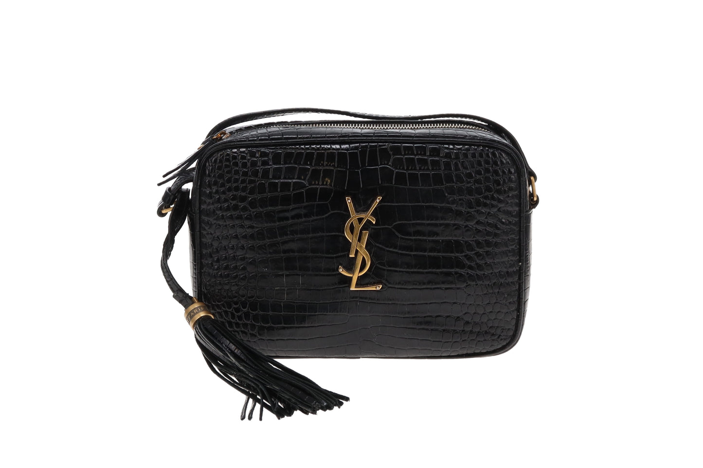 Saint Laurent Lou Camera Bag Black Croc Embossed GHW 2022