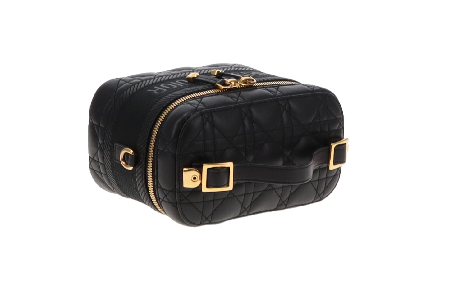 Dior Black Cannage Leather Small Diortravel Vanity with Strap 2020