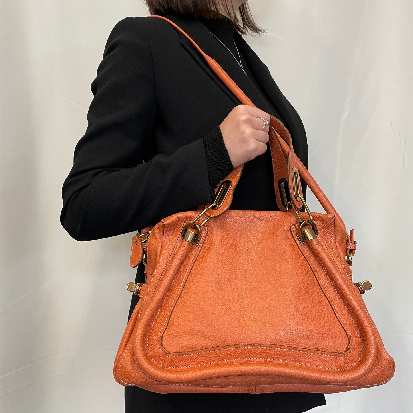 Chloe Paraty Suntan Medium Pebbled Leather Shoulder Bag