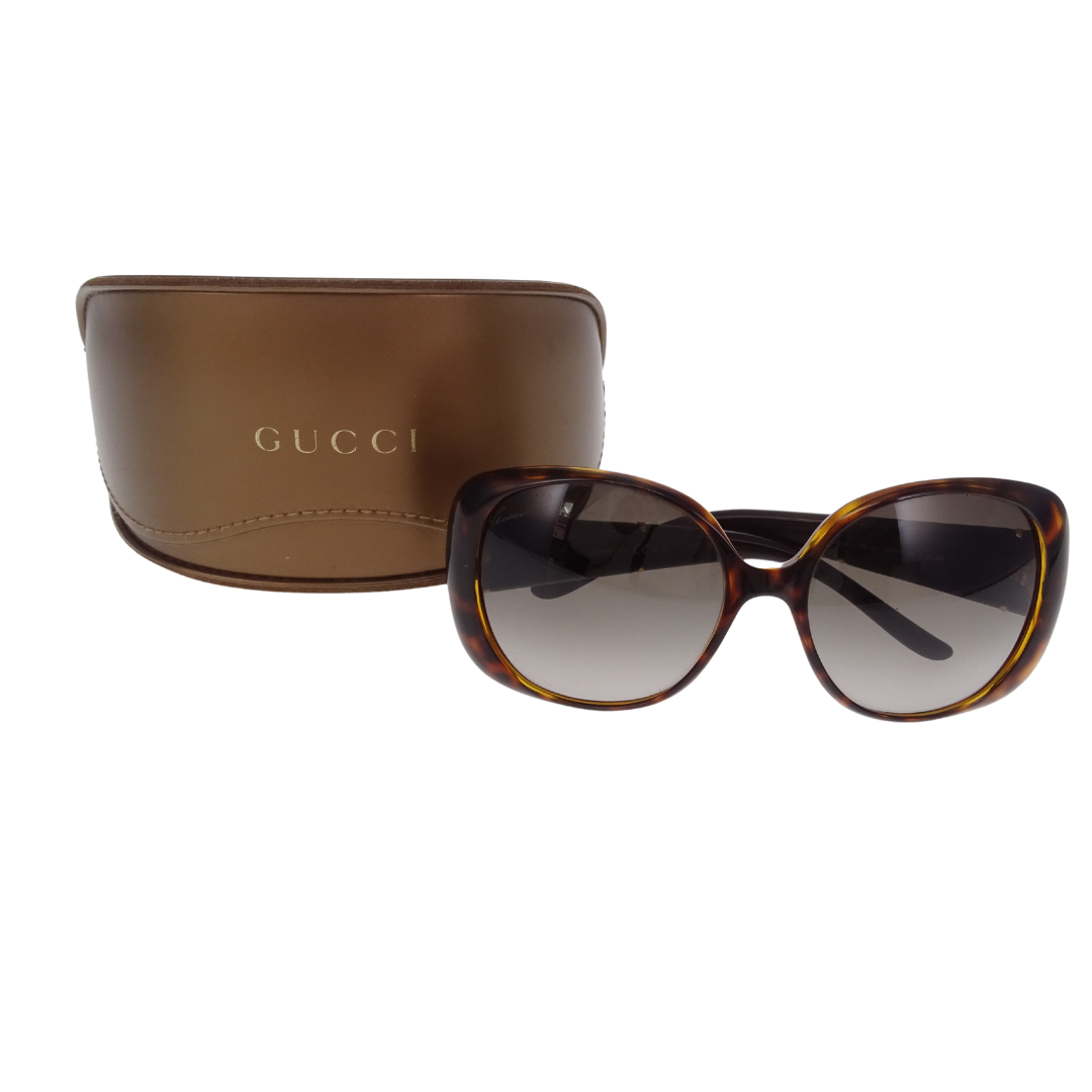 Gucci Horsebit Round Lens Brown Tortoise Frame Sunglasses
