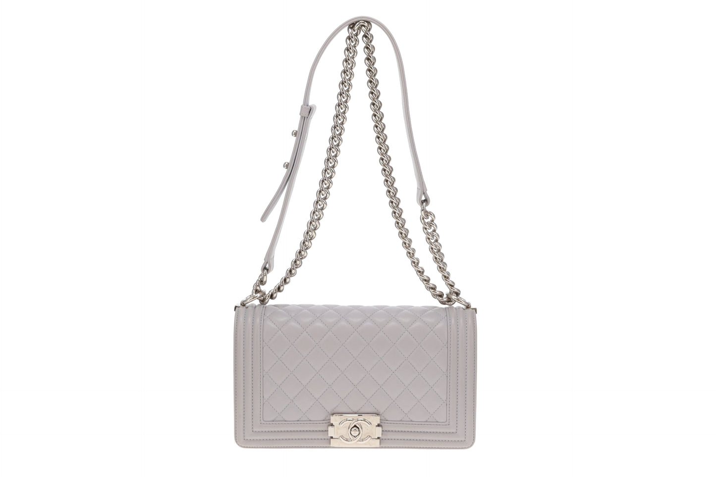 Chanel Boy Bag New Medium Grey Lambskin SHW 2017/18