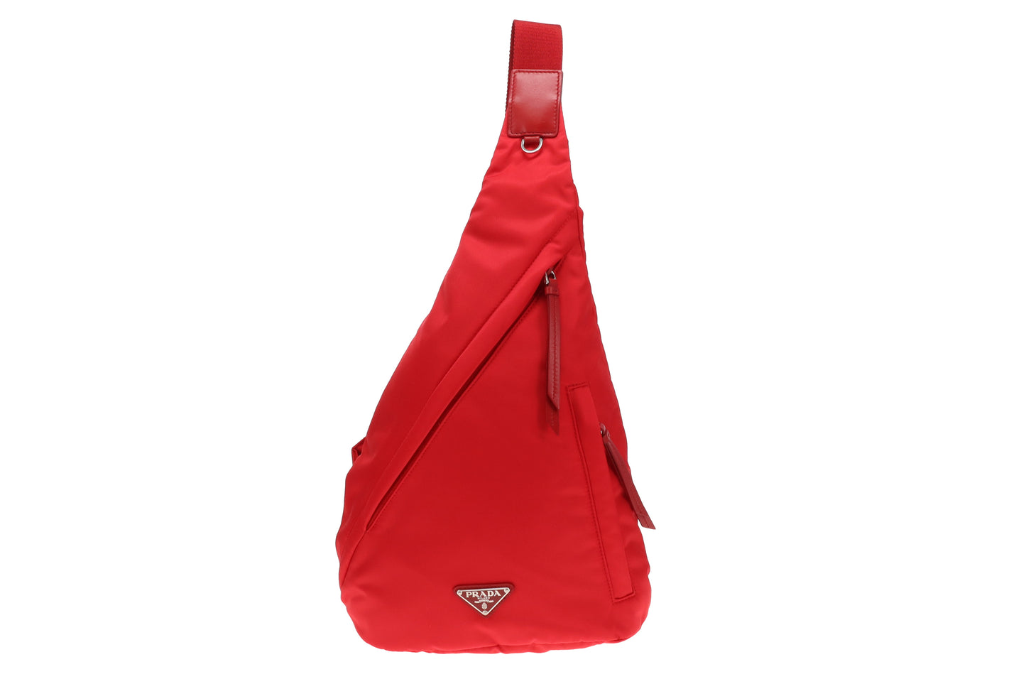 Prada Sling Backpack Red Nylon and Leather
