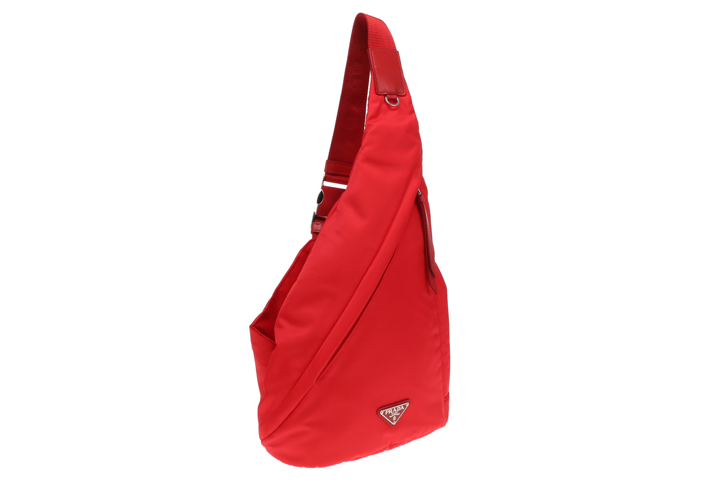 Prada Sling Backpack Red Nylon and Leather
