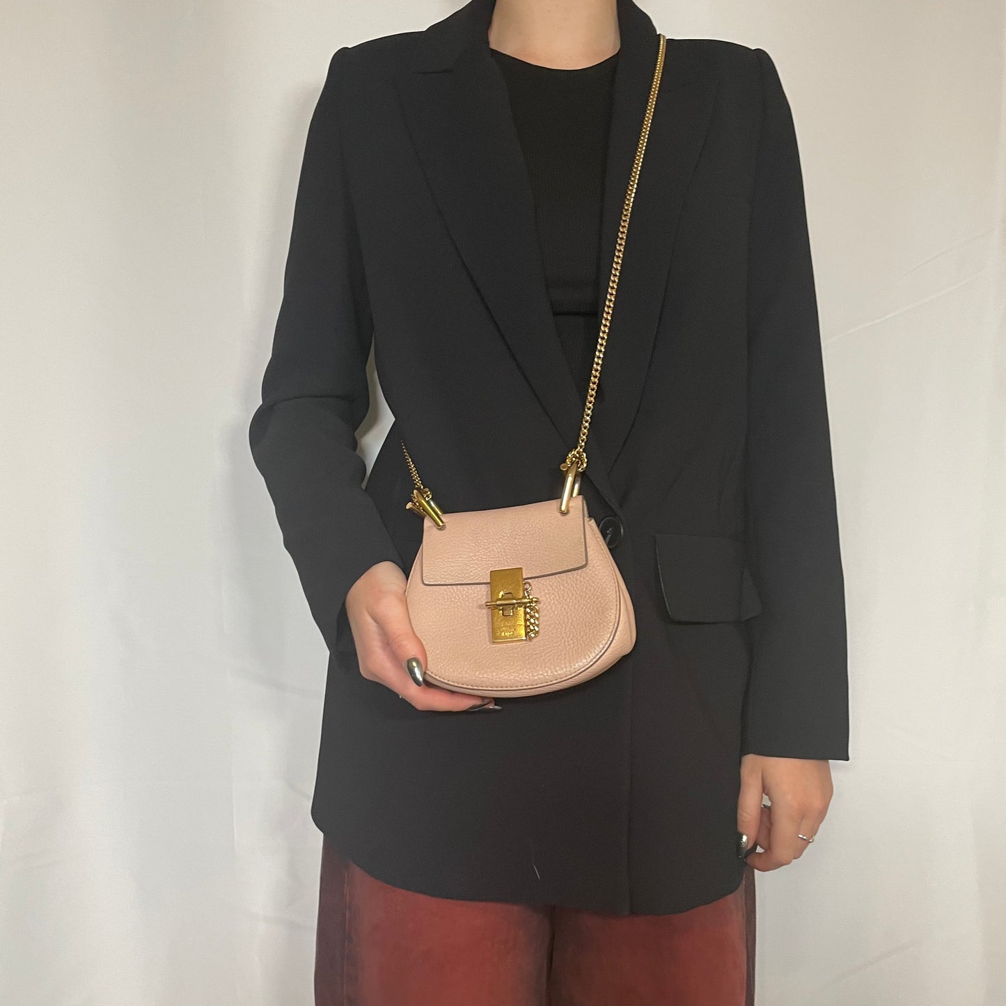 Chloe Mini Drew Chain Bag Plaster Pink