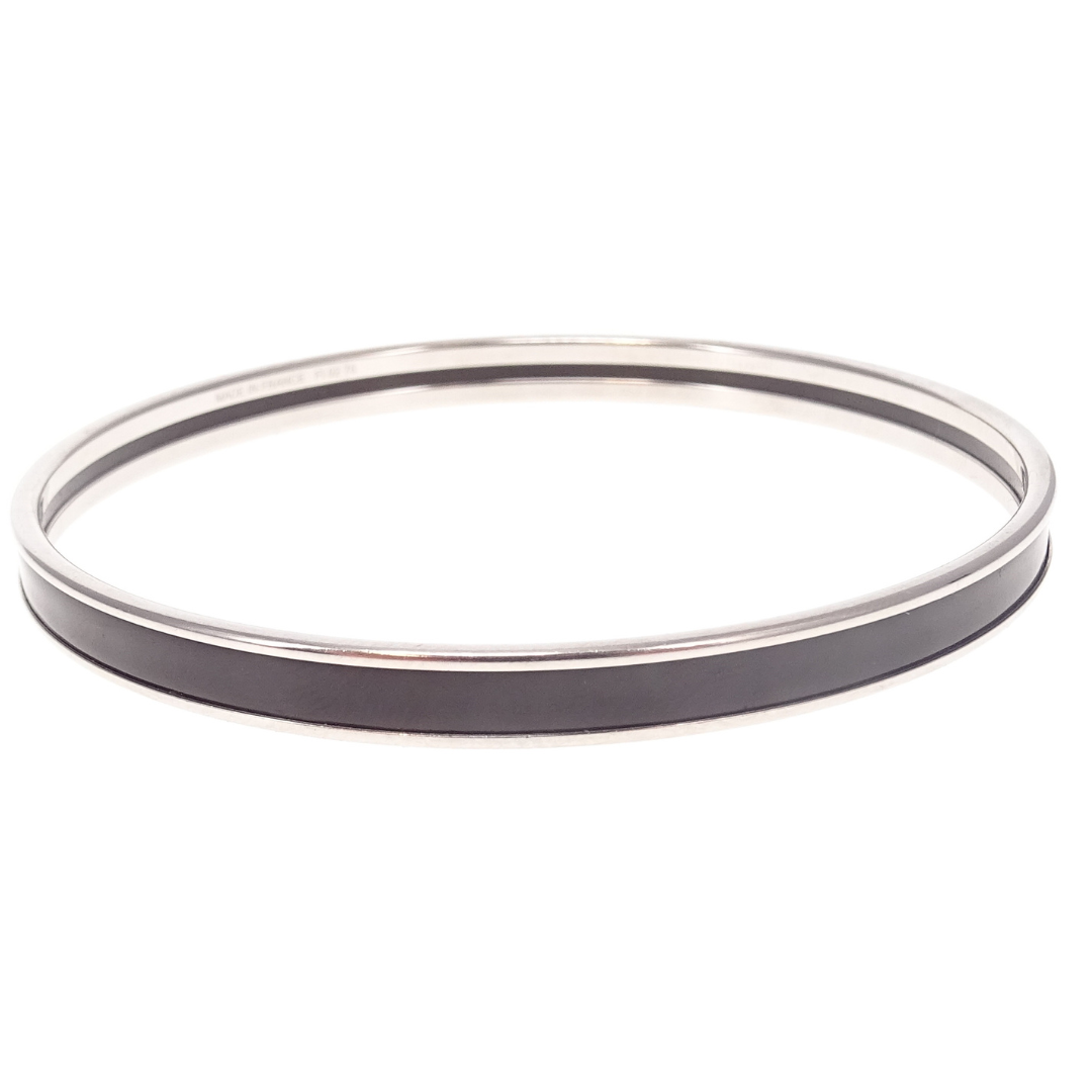 Hermes Uni Bangle Noir Logo 62mm (Small)