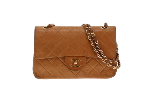 Chanel Classic Small Double Flap Tan Lambskin GH 1989