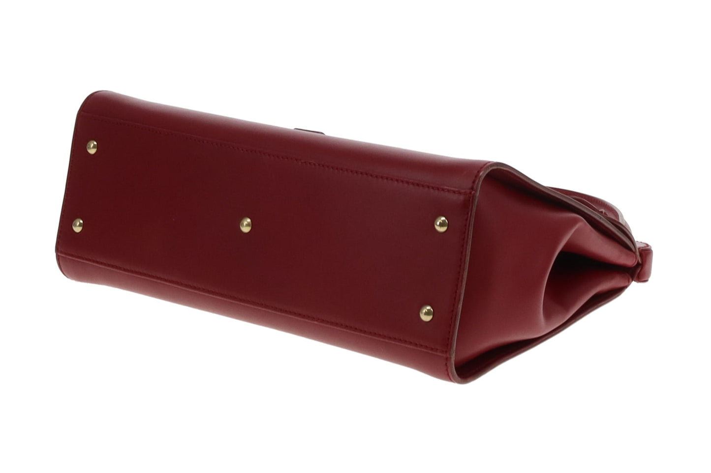 Gucci Deep Red Leather Vintage Kelly Buckle Top Handle Bag