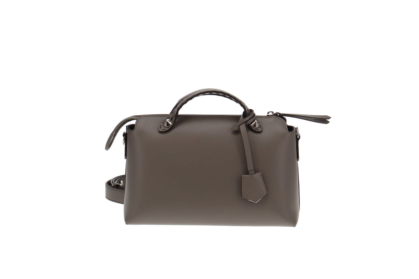 Fendi Grey Smooth Calfskin By The Way Medium Bag with Long Strap